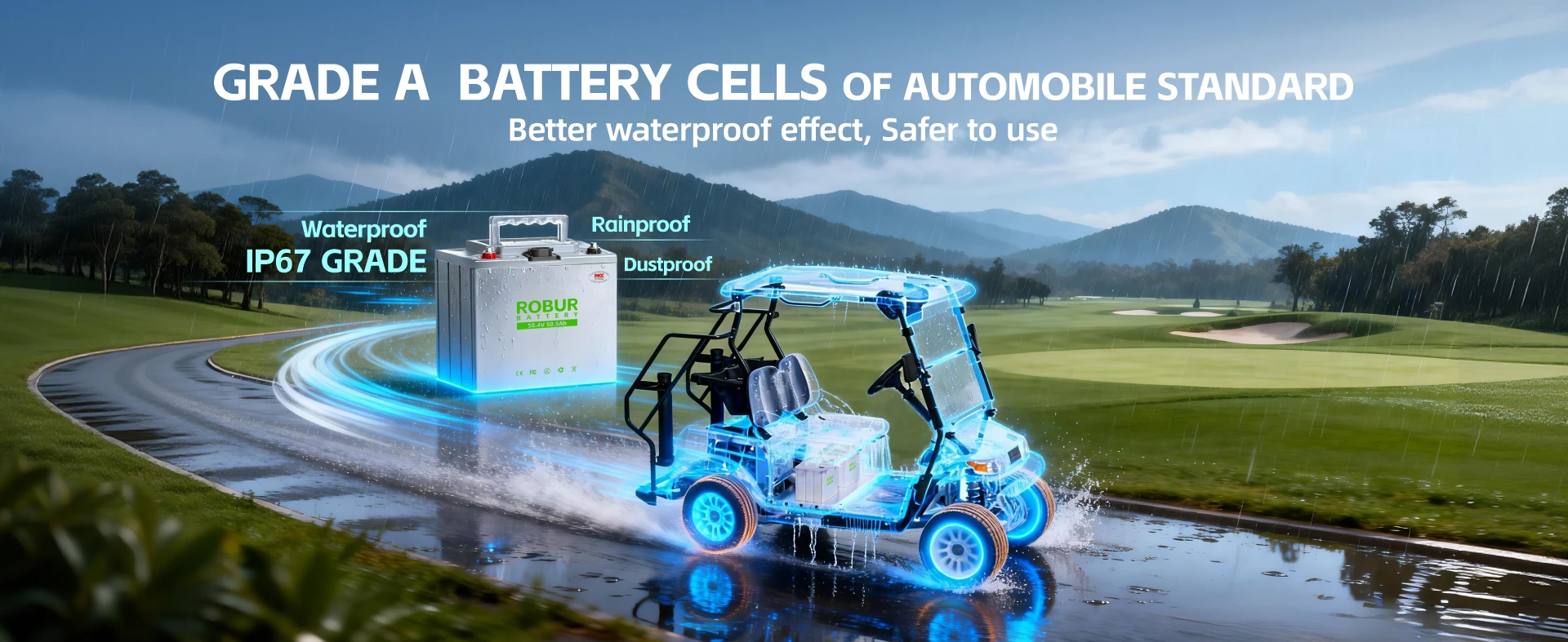 Grade A battery cells with IP67 water and dust protection